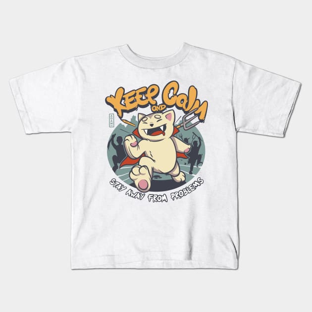 Keep Calm - Vampire Cat Kids T-Shirt by AGAMUS